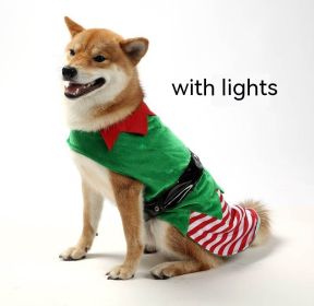 Christmas Dog Clothes Green Elf Pet Clothes (Option: Green With Light-M)