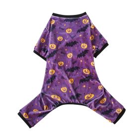 Halloween Dogs And Cats Universal Cartoon Printed Pet Clothes (Option: Purple-XXL)