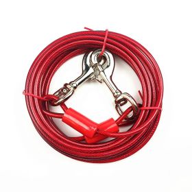 Double Hook Wire Rope Dog Leash (Option: Red Double Zinc Alloy-5mm, 15 M)
