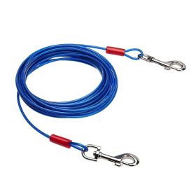Double Hook Wire Rope Dog Leash (Option: Blue Double Zinc Alloy-5mm, 15 M)